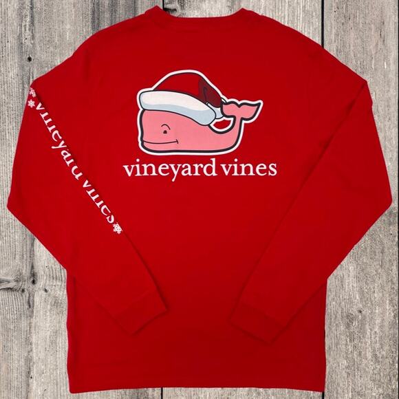 VINEYARD VINES SANTA WHALE POCKET TEE, SIZE MEDIUM - Picture 1 of 6